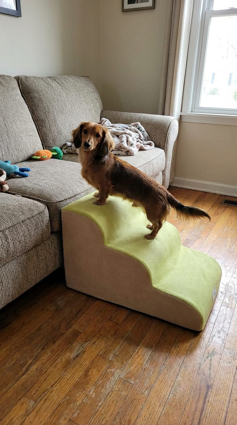 Customer photo review of Vet-Approved Washable Dog Stairs for Joint Support
