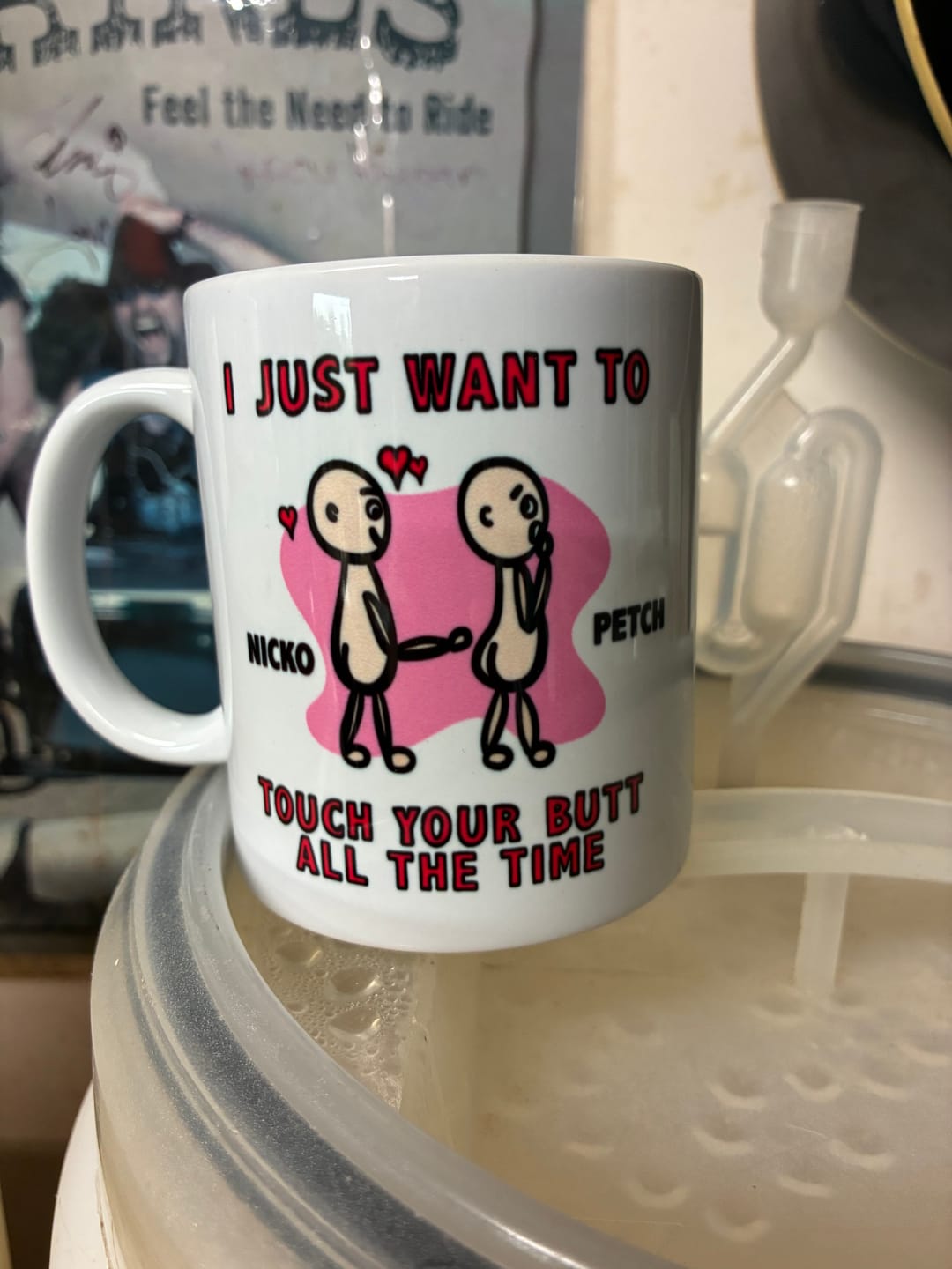 Customer photo review of Touch Your Butt 🍑 - Personalised Coffee Mug