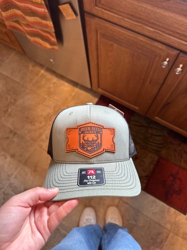 Customer photo review of Richardson 112 Genuine Leather Patch Hats Laser Engraved