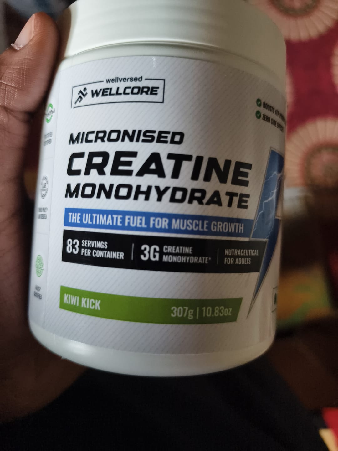 Customer photo review of Wellcore - Pure Micronised Creatine Monohydrate | Kiwi Kick (307g, 83 servings)