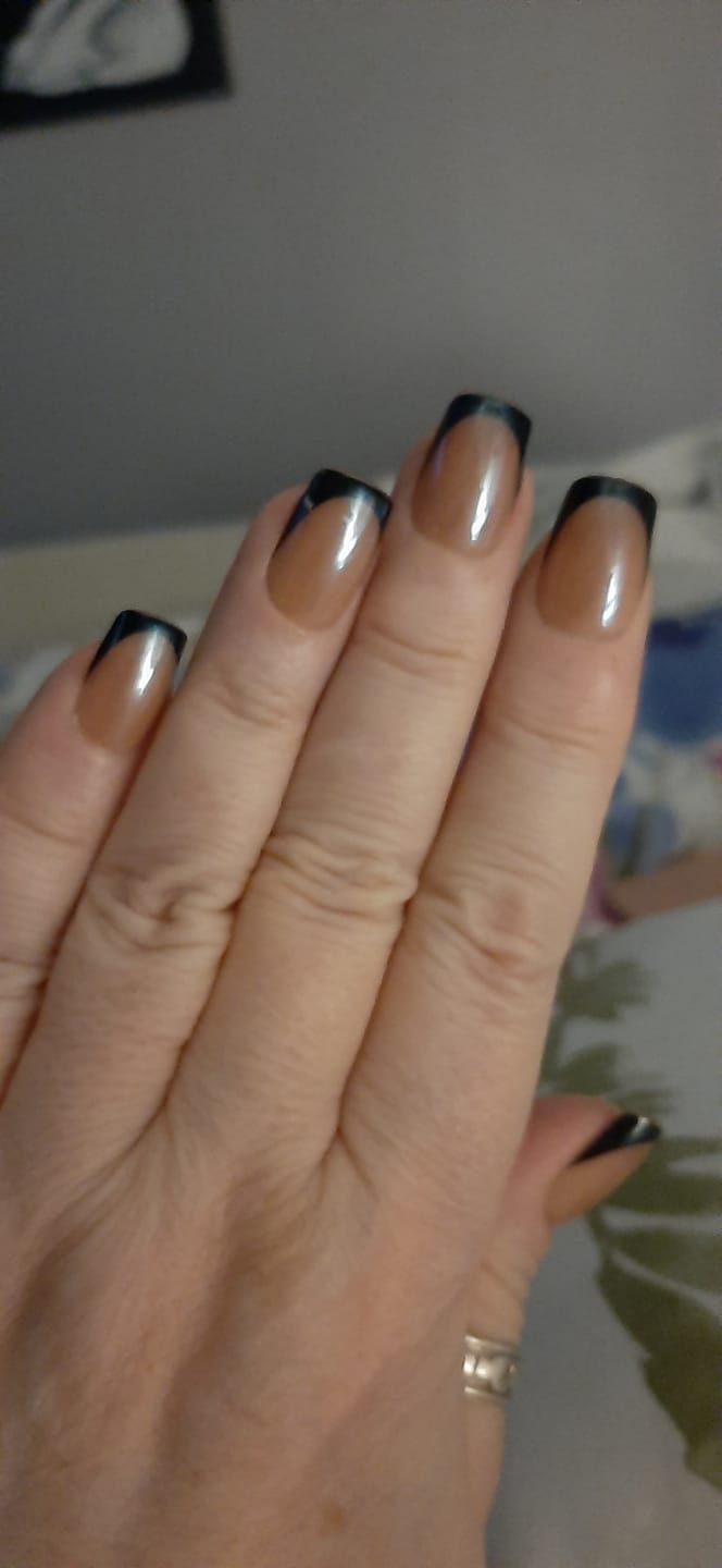 Customer photo review of French Glaze Black Tip Short Square