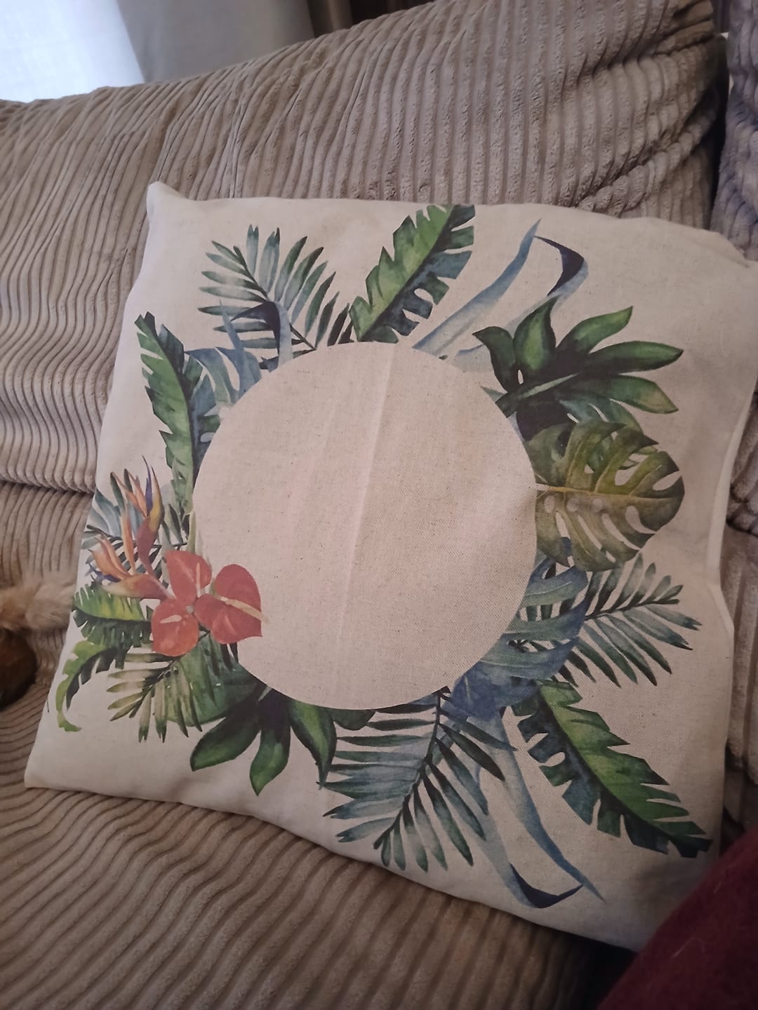 Customer photo review of Try Our New Fabric Panels: Linen Cushion Kit
