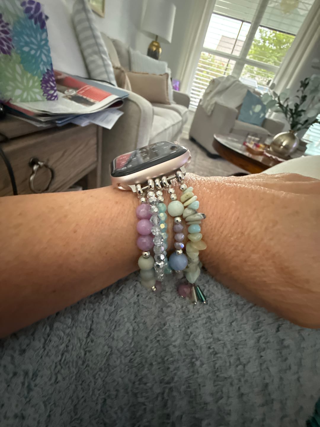 Customer photo review of Seaside Dreams Stretch Apple Watch Strap