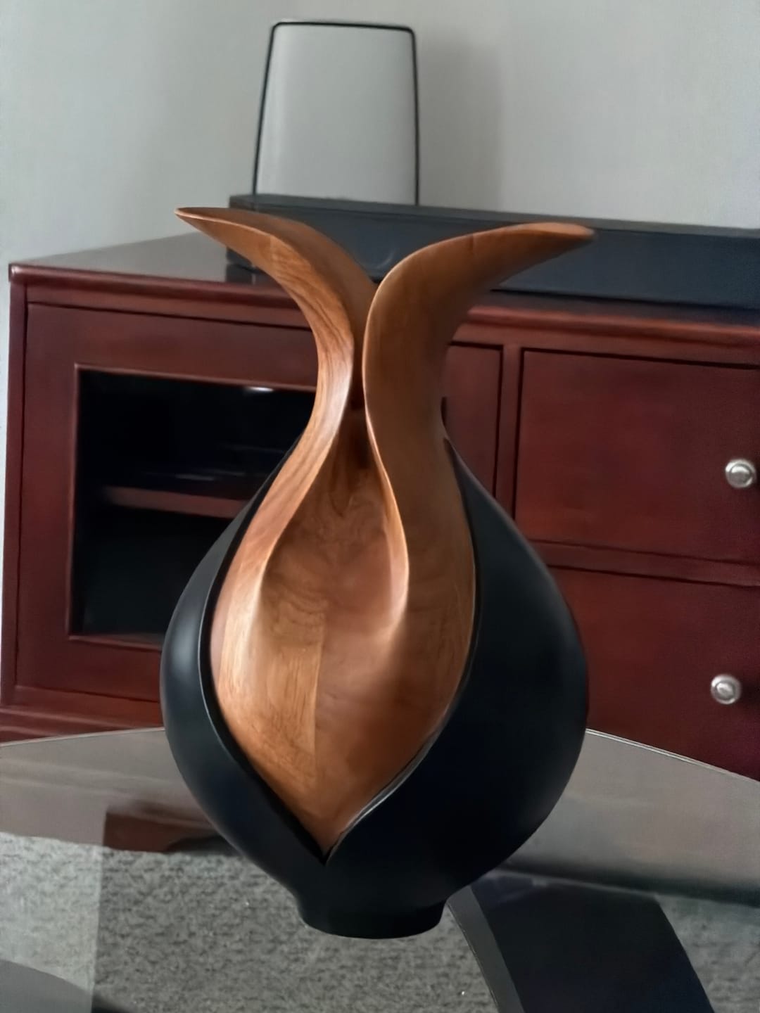 Customer photo review of Vase Wood Sculpture #WG035