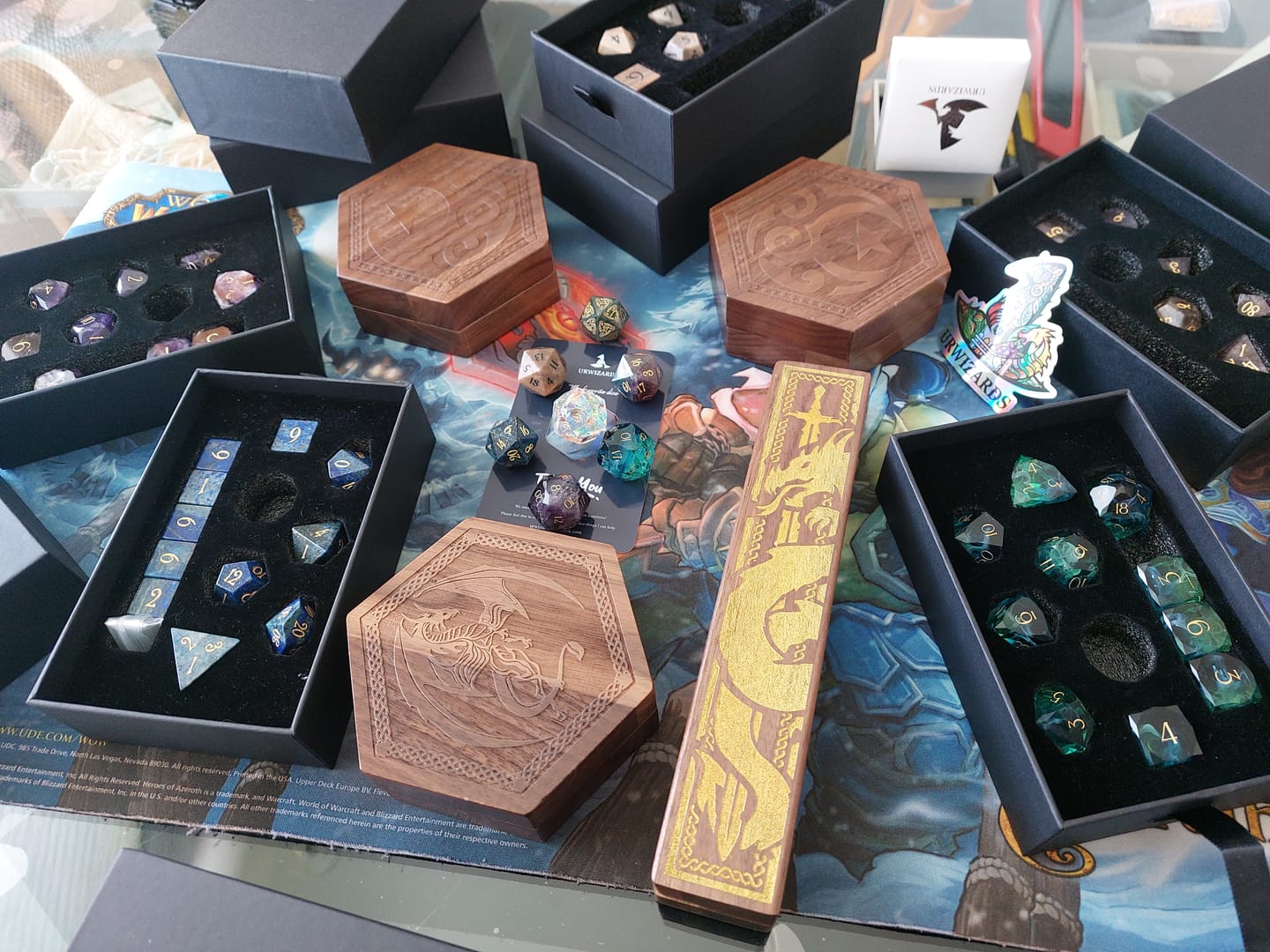 Customer photo review of URWizards D&D Lapis Lazuli Gemstone Engraved Dice Set