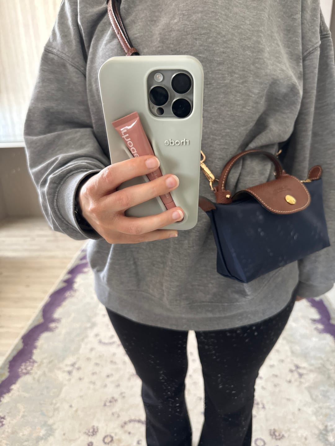 Customer photo review of Longchamp Le Pliage Original Pouch With Handle - Navy - Hemen Teslimde
