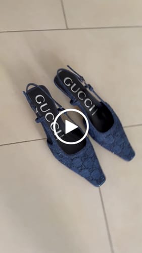 Customer video review of GG CRYSTALS SLINGBACK PUMP DENIM FABRIC