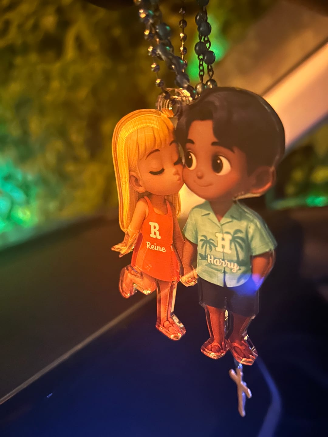 Customer photo review of Cute Cartoon Couple Summer Vibe Personalized Acrylic Ornament, Gift for him, Gift for her