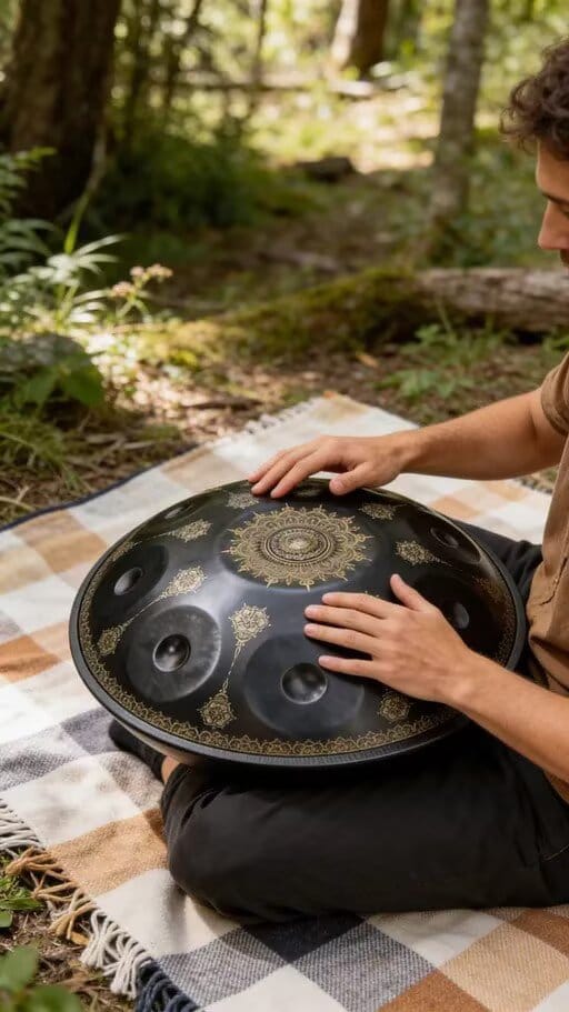 Customer photo review of Cosmos Handpan - Midnight Mandarins 9 Notes in D Minor - Tambourine Gift Set