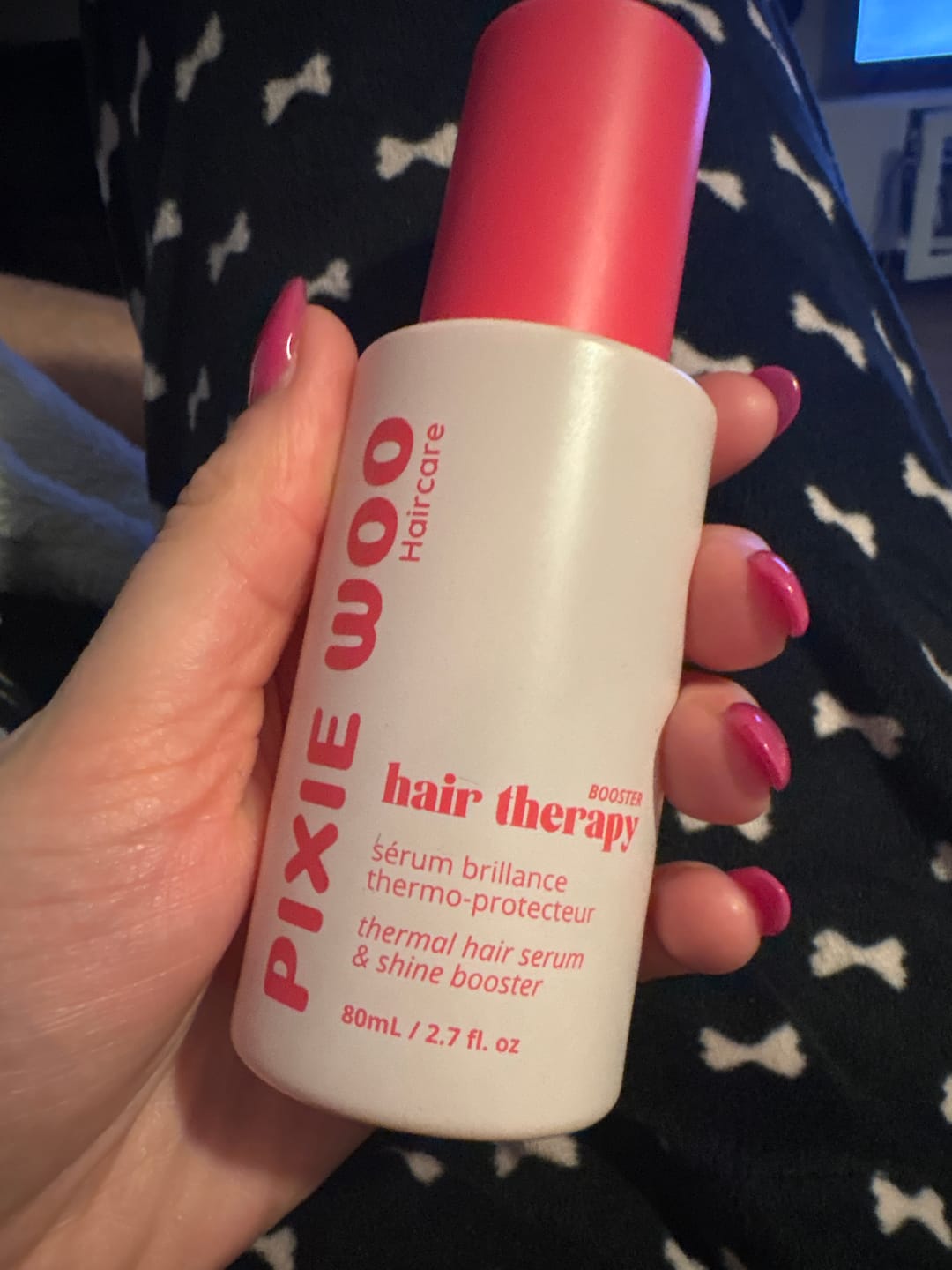Customer photo review of Warm Raspberry Hair Therapy Detangling & Hydrating Spray (new limited edition scent)