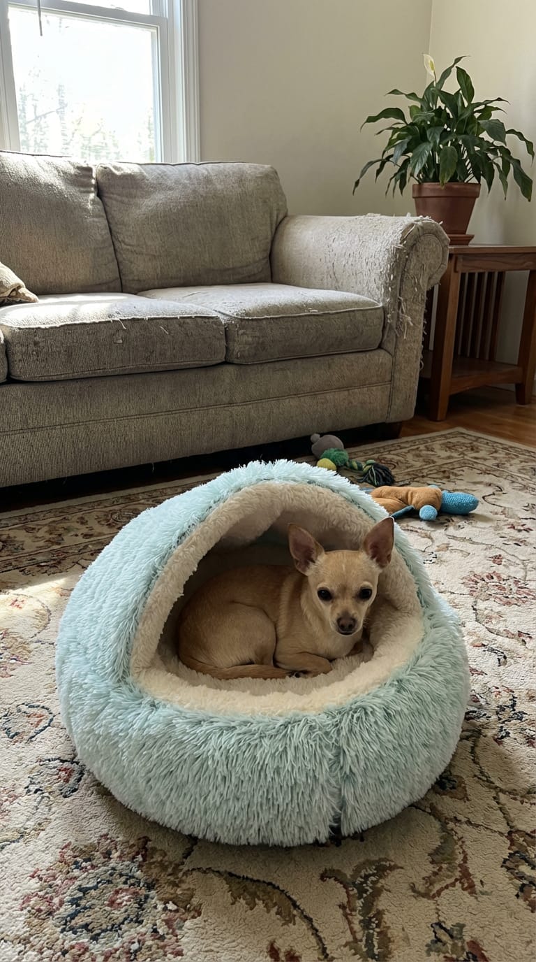 Customer photo review of Snuggle Haven Deluxe Pet Bed™
