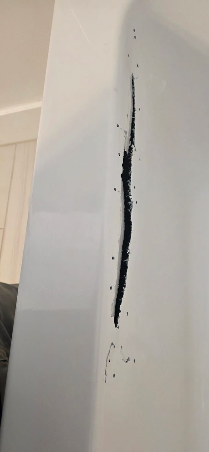 Customer photo review of Large Wall Damage - Tub and Shower Repair Kit