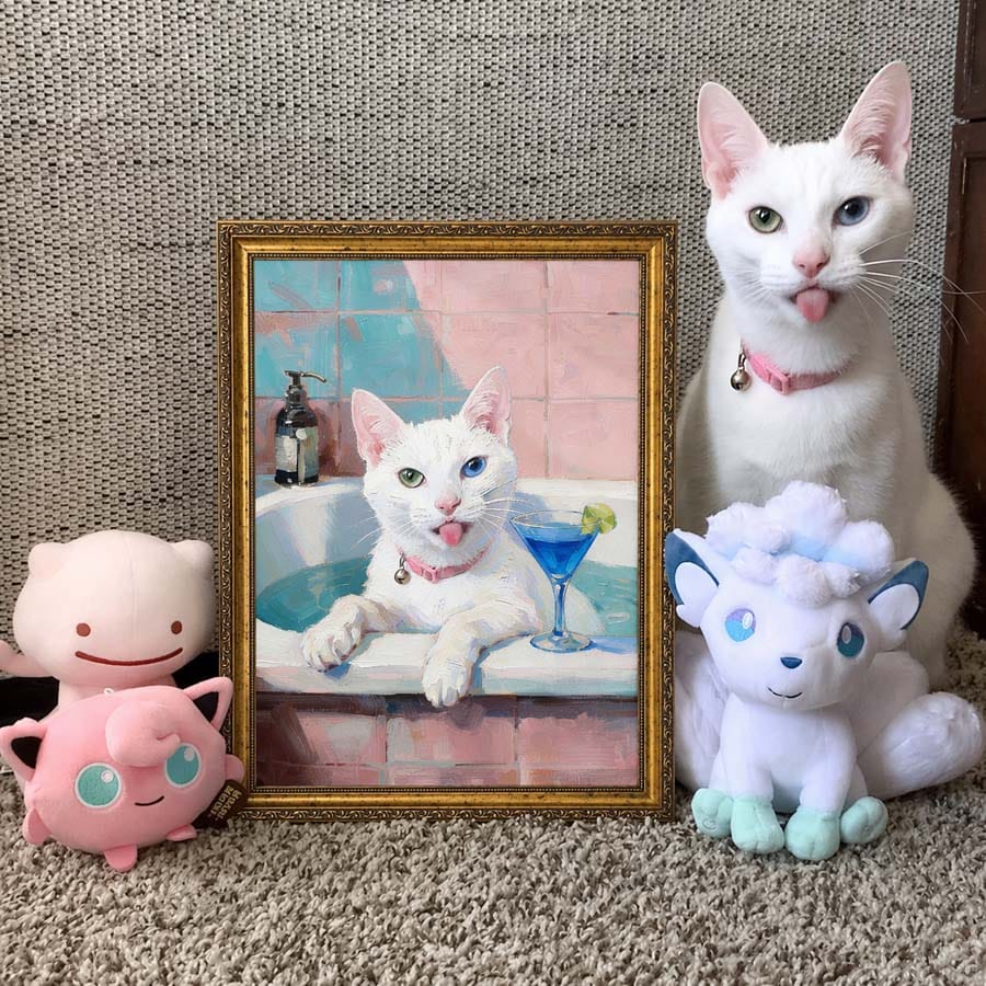 Customer photo review of Custom Pet Light Box Art (OIl painting)