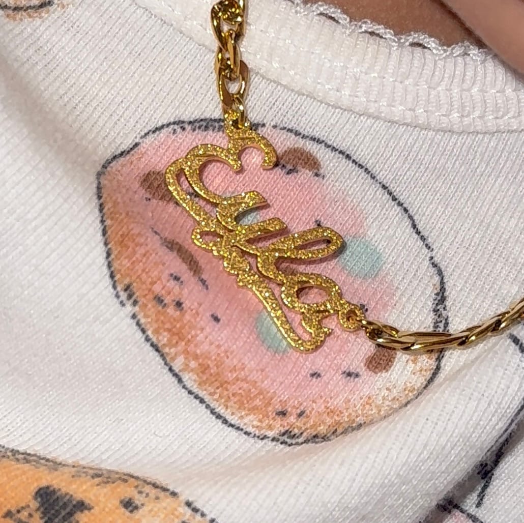 Customer photo review of Kids Diamond Cut Heart Name Necklace