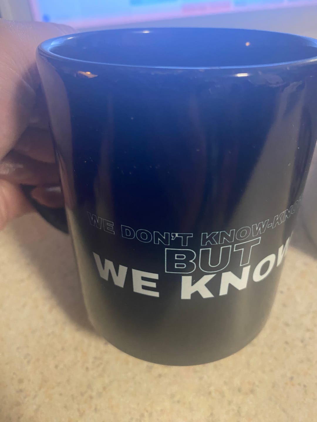 Customer photo review of We Know Mug