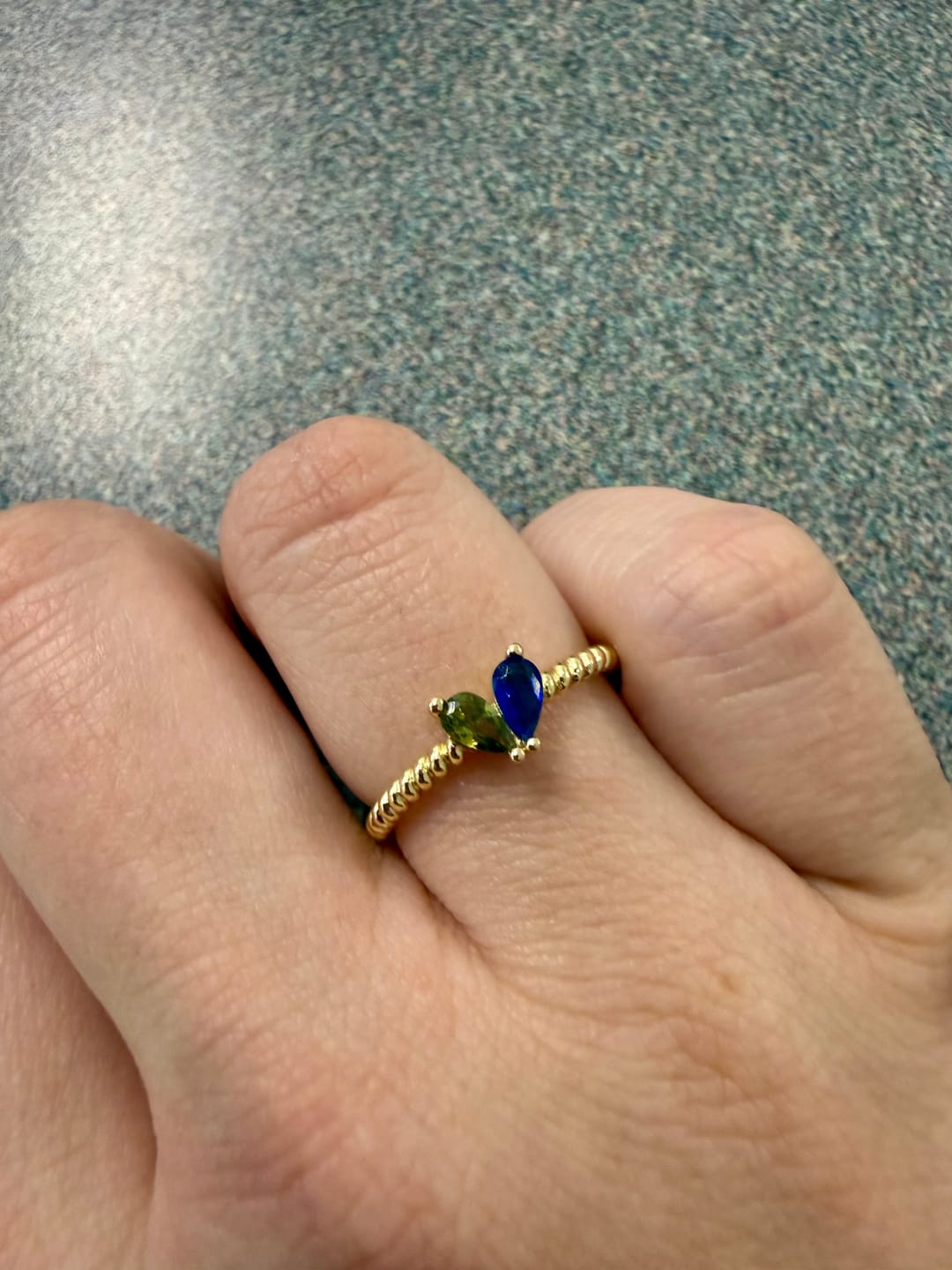 Customer photo review of Custom Tiny Heart Birthstone Adjustable Ring
