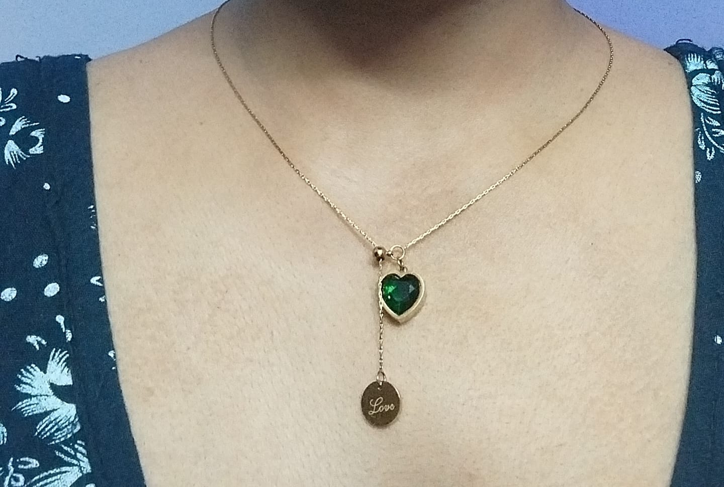 Customer photo review of Emerald Love Necklace