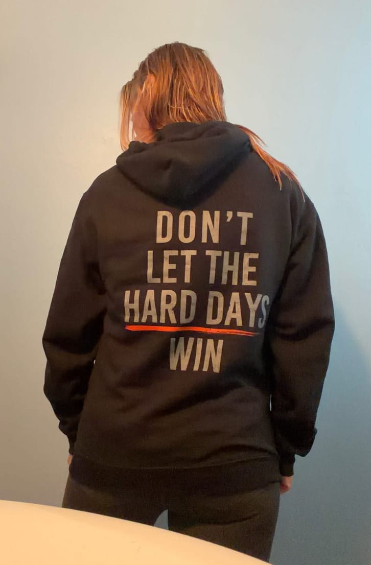 Customer photo review of Hard Days Hoodie