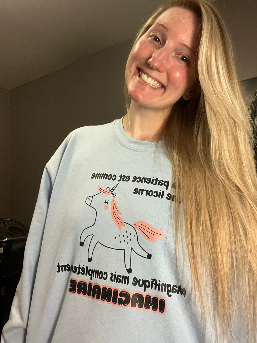 Customer photo review of CREWNECK / PATIENCE IMAGINAIRE