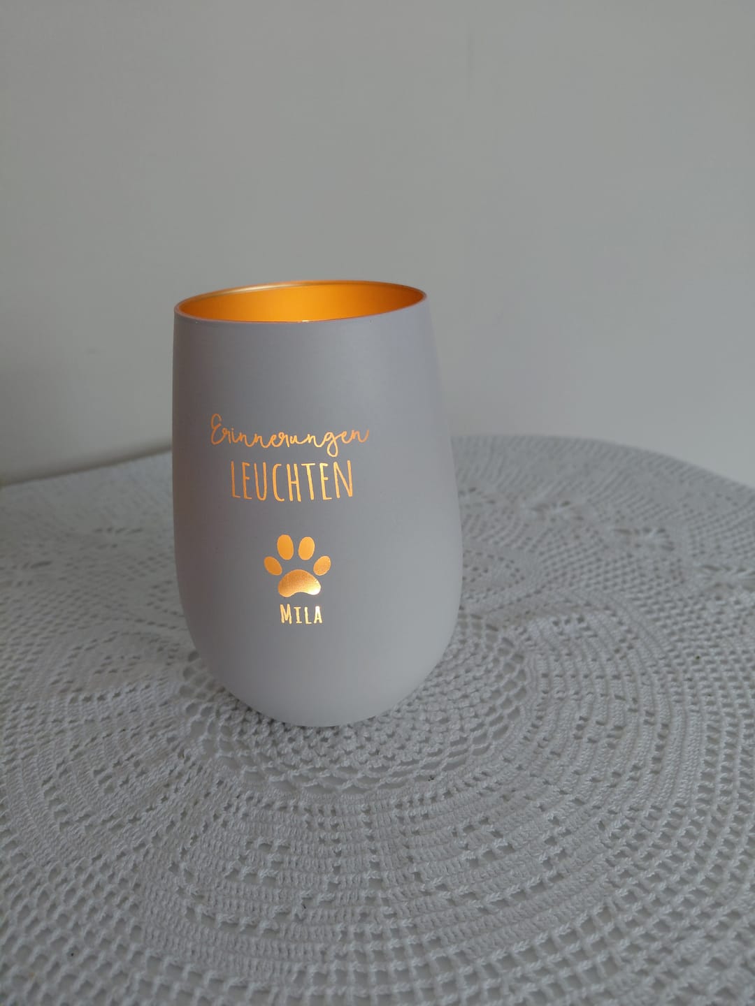 Customer photo review of Personalisiertes Trauerlicht - Erinnerungen leuchten