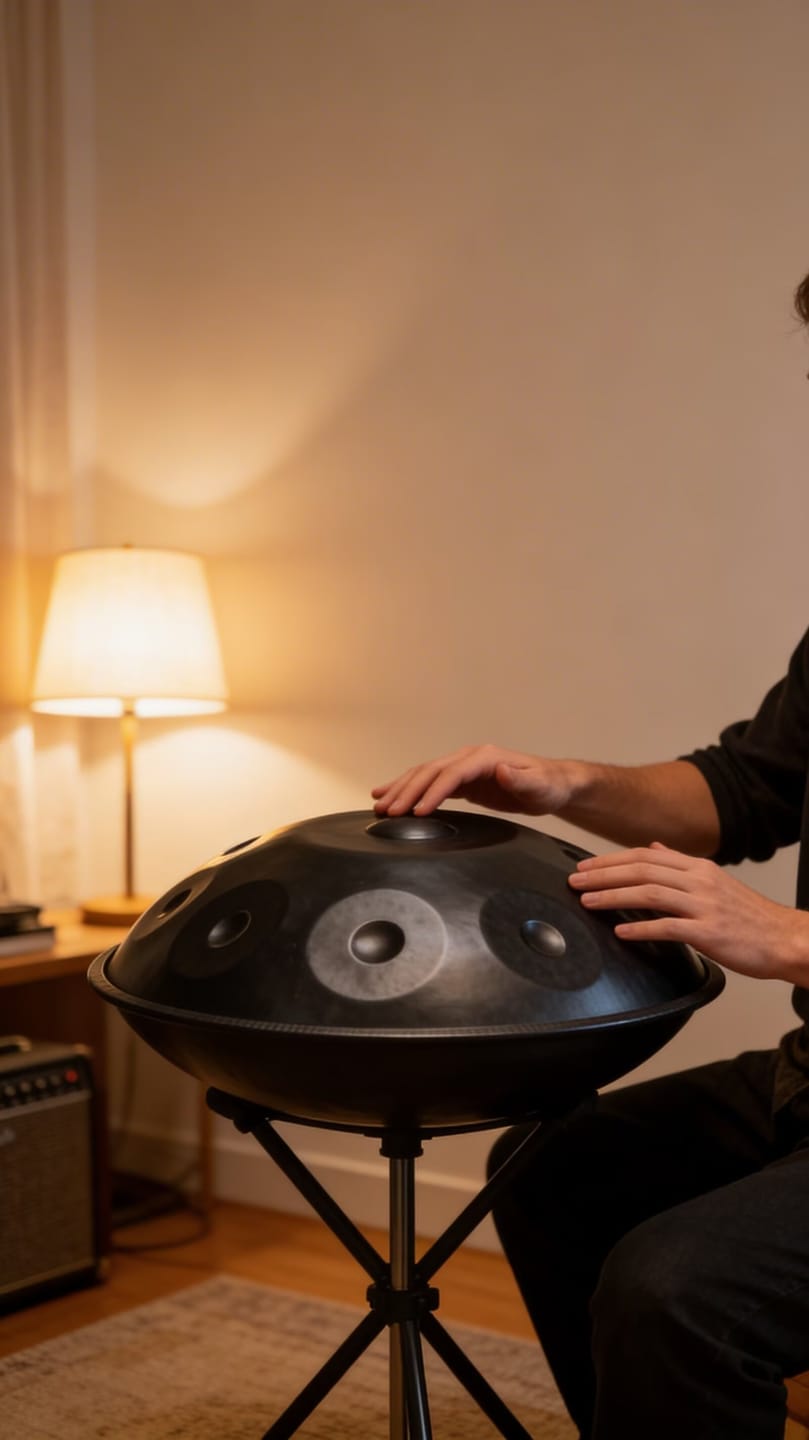 Customer photo review of Cosmos Handpan - Ebony Black 12 Notes in D Minor - Tambourine Gift Set