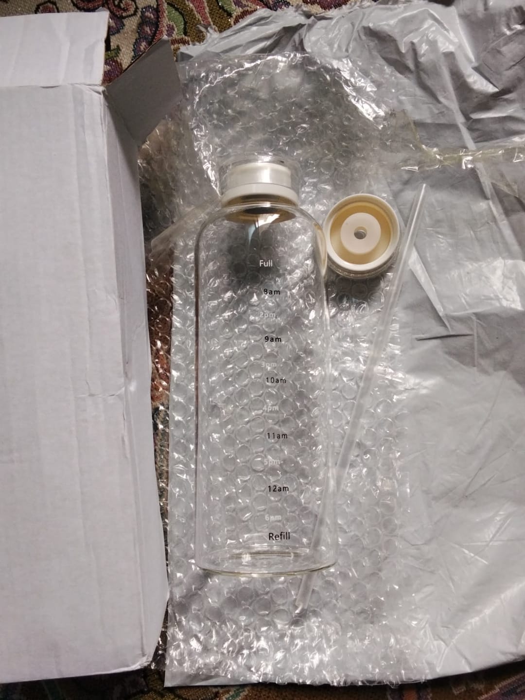 Customer photo review of 2-in-1 Straw Glass Bottle