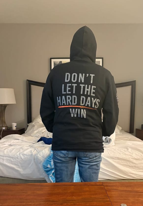 Customer photo review of Hard Days Hoodie