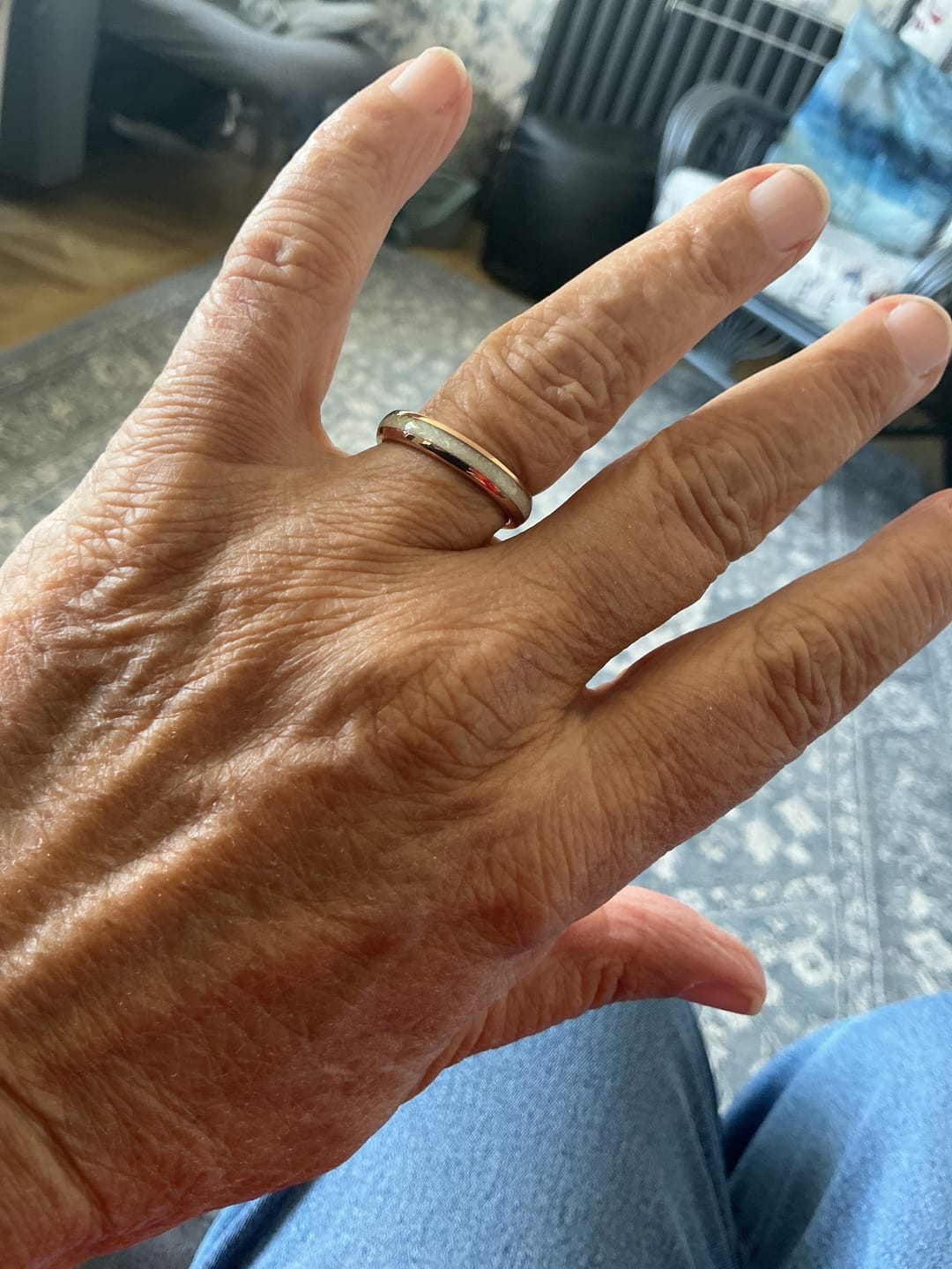 Customer photo review of The Rose Gold White Opal 4mm Wonder Ring