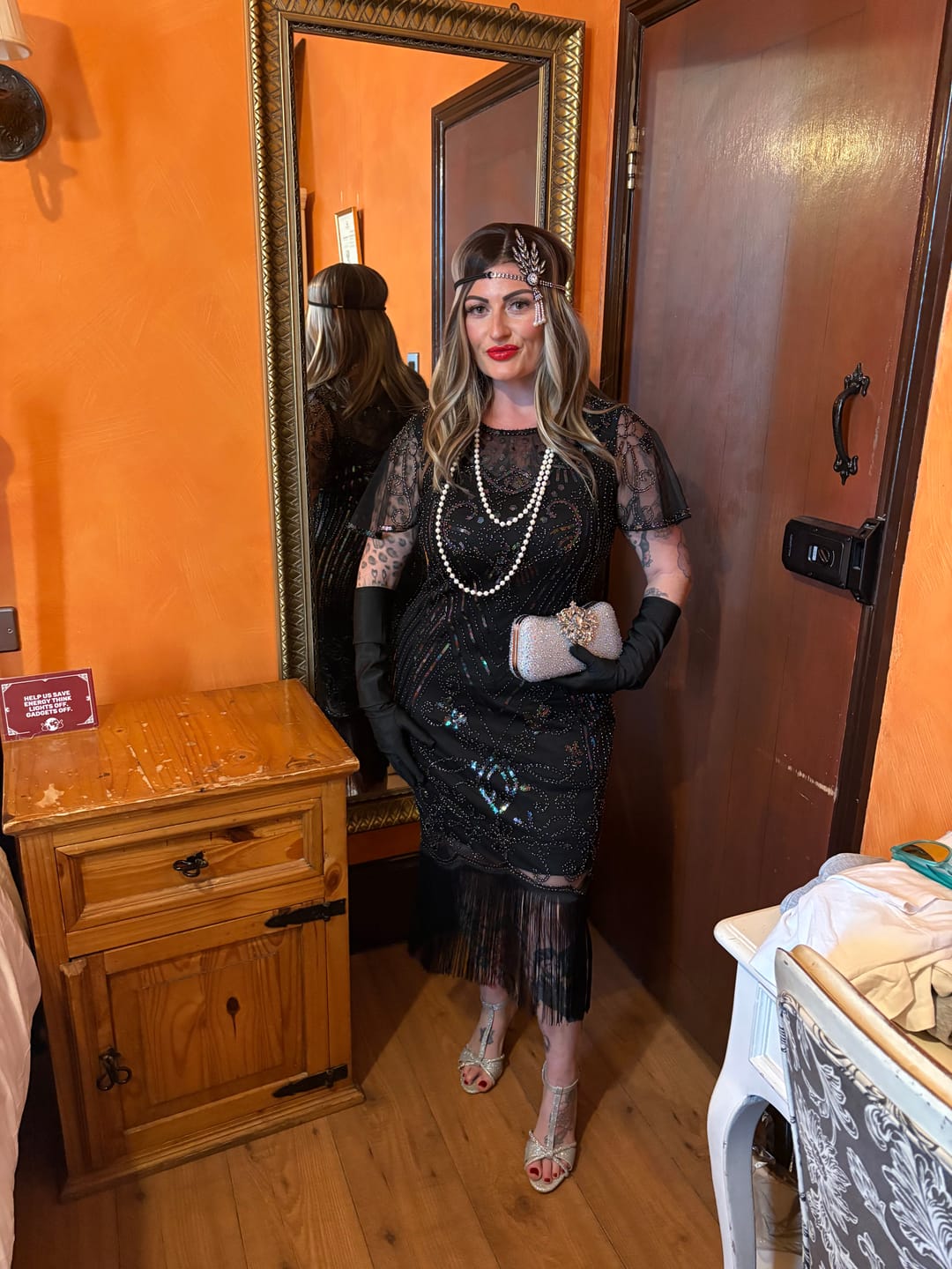 Customer photo review of Halle 1920s Flapper Dress - Black & Silver