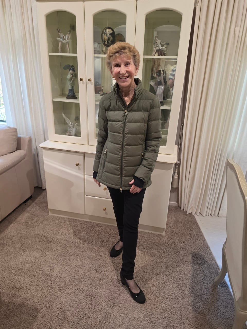 Customer photo review of Lucy Packable Puffer Down Jacket - Olive Green