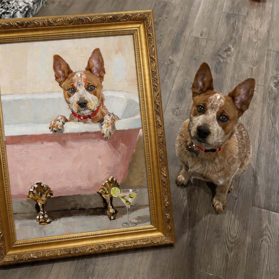 Customer photo review of Custom Pet Light Box Art (OIl painting)