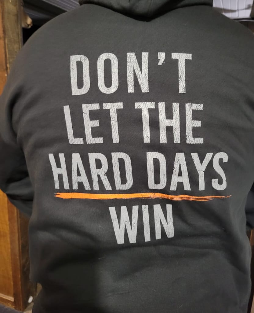 Customer photo review of Hard Days Hoodie