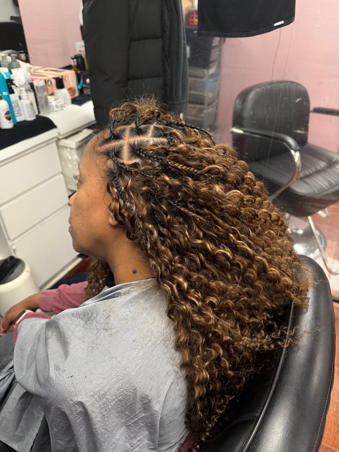 Customer photo review of #4/30 Mix Color Blend Water Deep Wave Feather Crochet Hair