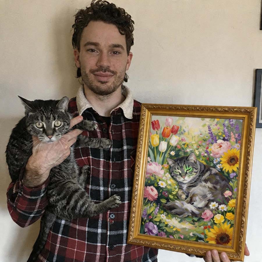 Customer photo review of Custom Pet Light Box Art (OIl painting)