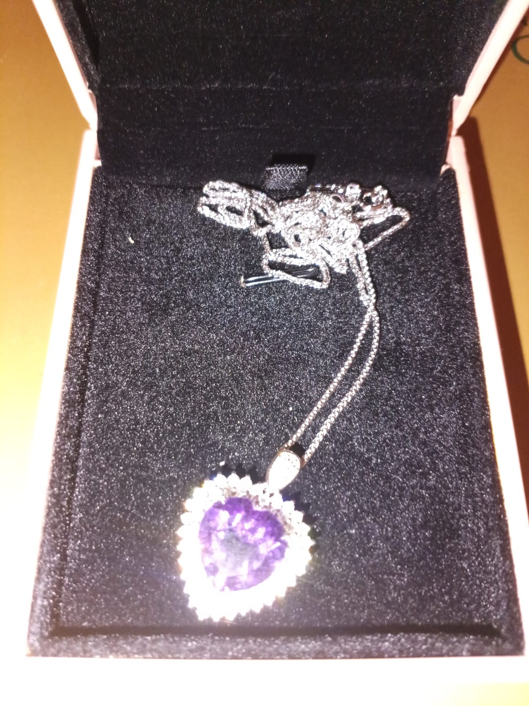 Customer photo review of The Arabella Heart Amethyst Pendant