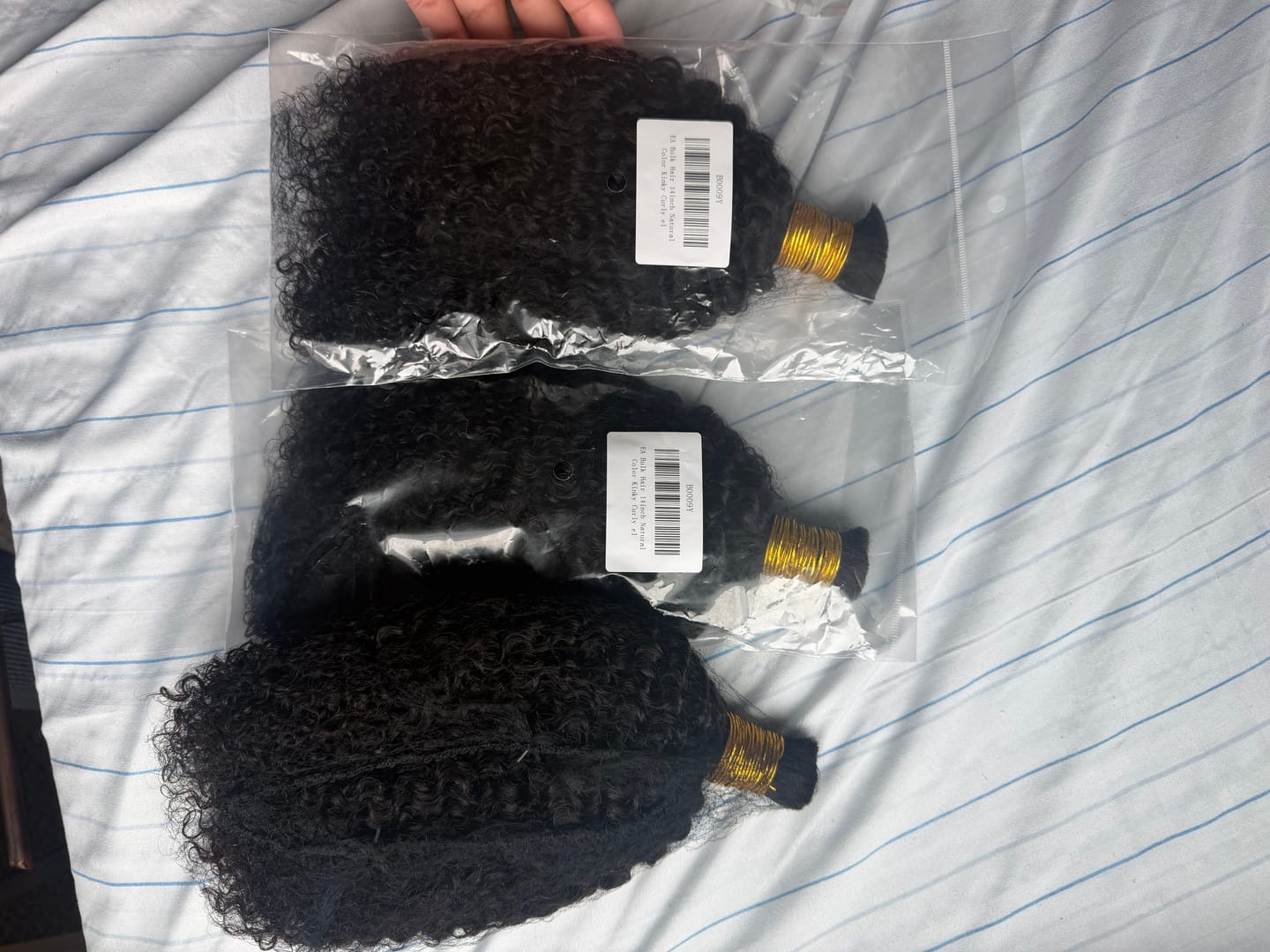 Customer photo review of Afro Kinky Curly Bulk Hair Extensions for Braiding