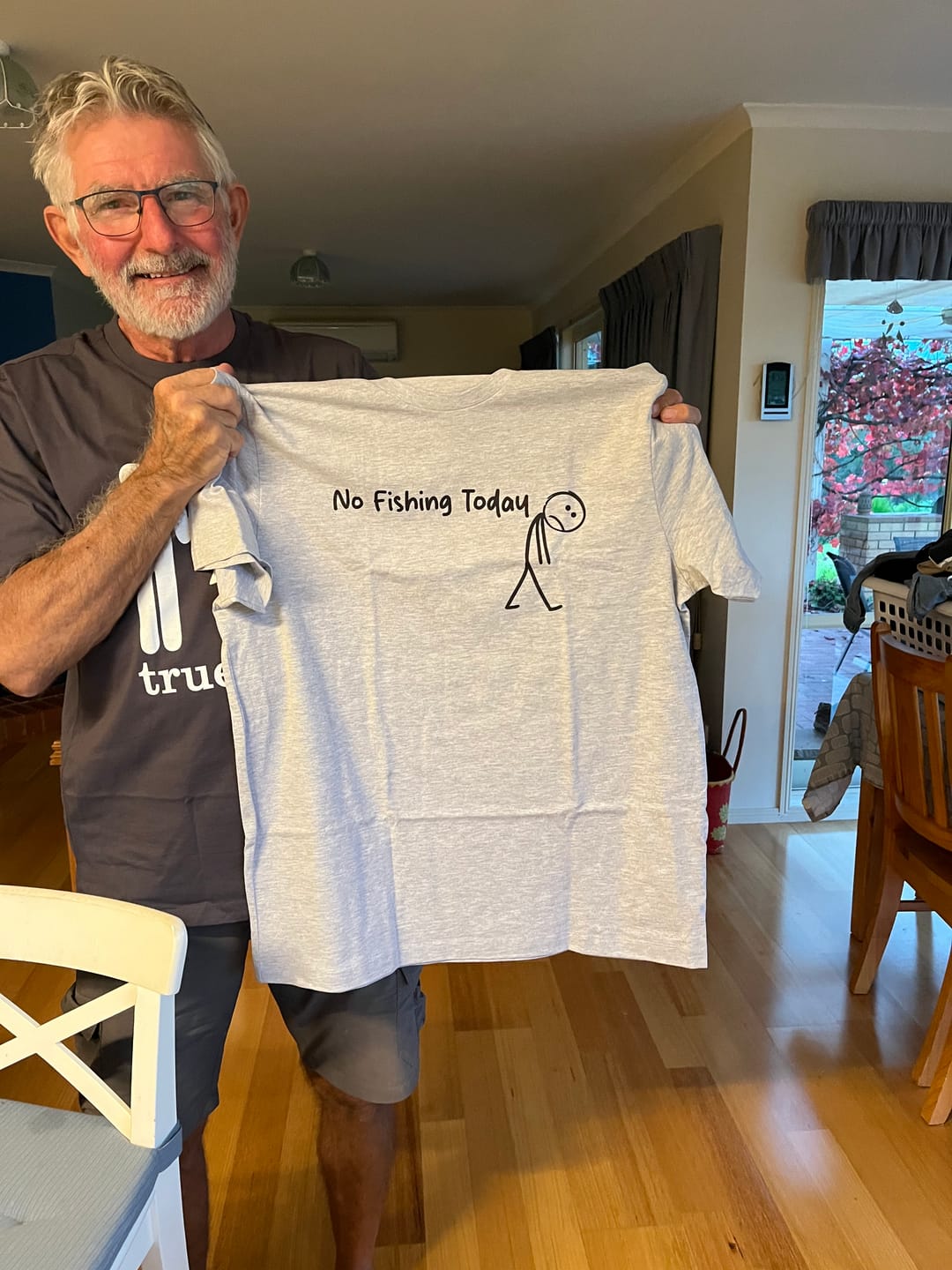 Customer photo review of No Fishing Today T-Shirt