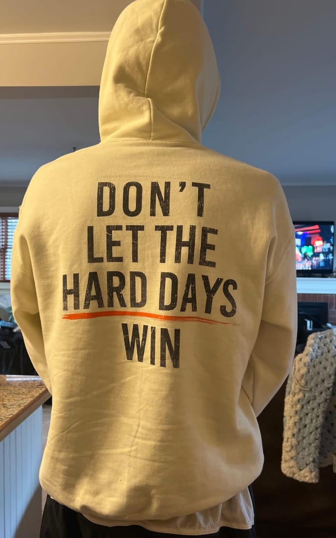 Customer photo review of Hard Days Hoodie