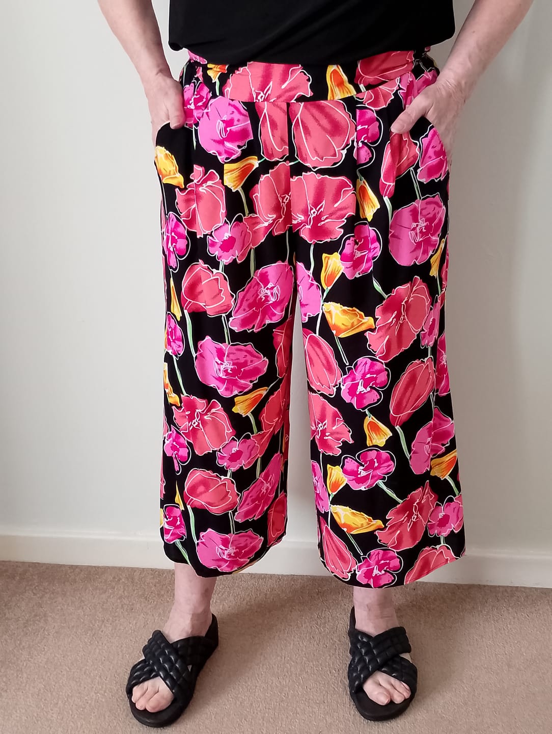 Customer photo review of Flower Drawings on Black Viscose Challis Fabric
