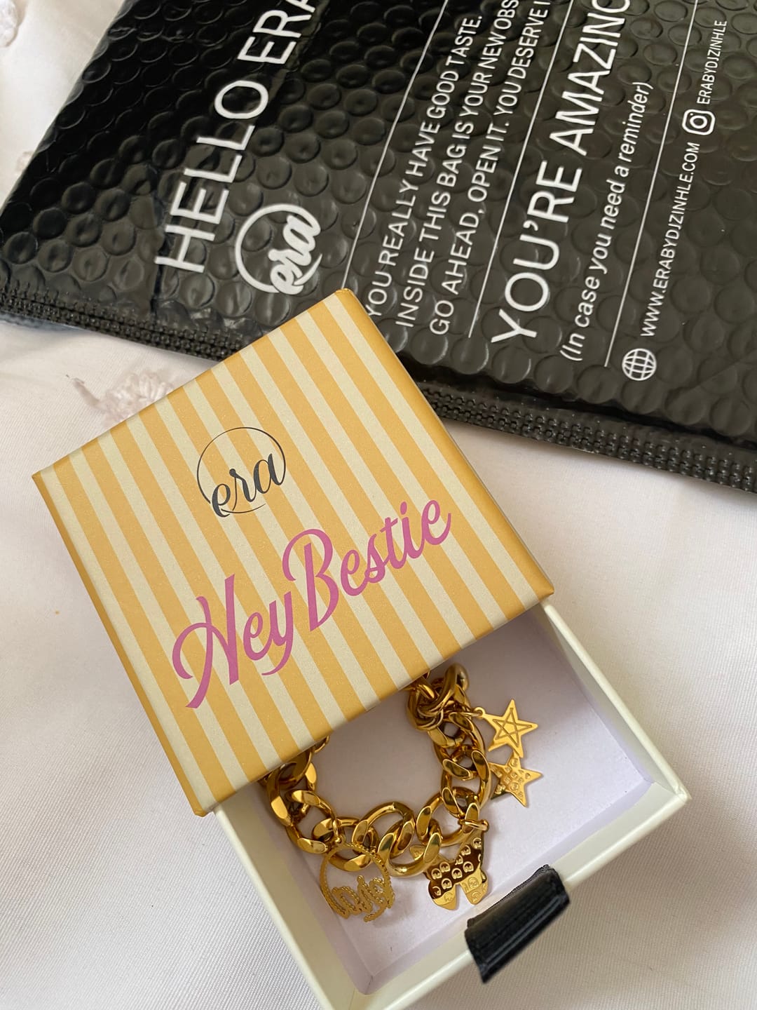 Customer photo review of Gold  Era Charm Bracelet