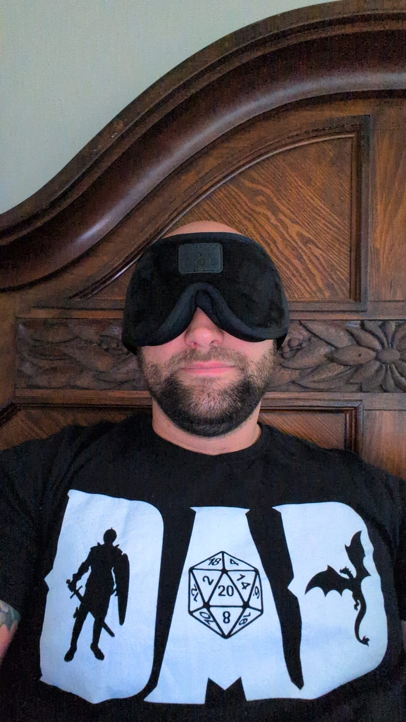 Customer photo review of mussage Sleep Mask With Bluetooth Headphones