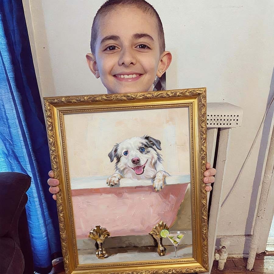 Customer photo review of Custom Pet Light Box Art (OIl painting)
