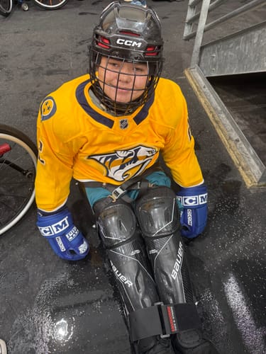 Customer photo review of Men's Nashville Predators Fanatics Gold Home Premium Custom Jersey