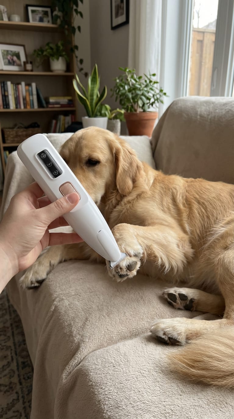 Customer photo review of HydroGuard Waterproof Paw Groomer with LED Precision