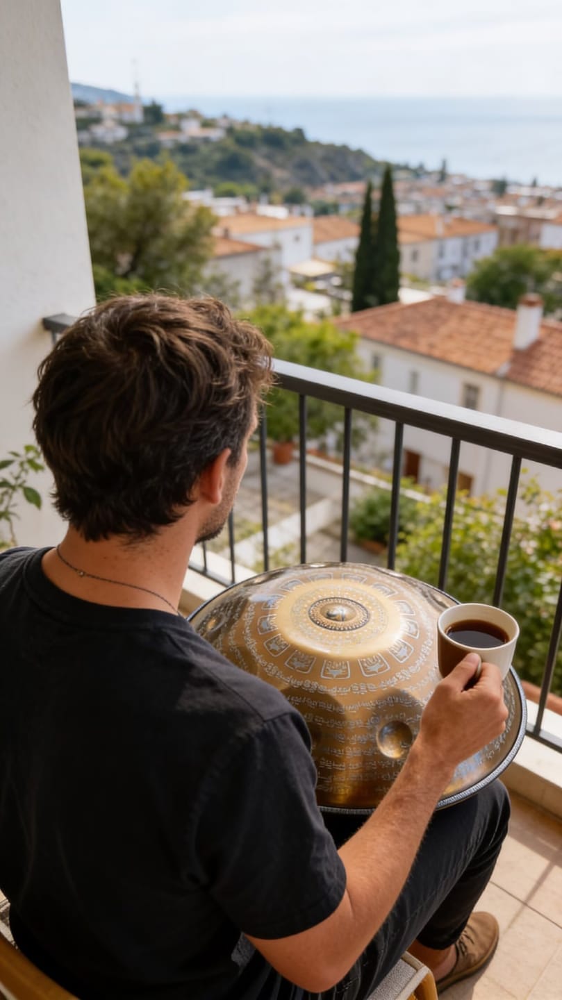 Customer photo review of Cosmos Handpan - Tantra Tibetan Series 9/10/12 Notes Tambourine - Gift Set