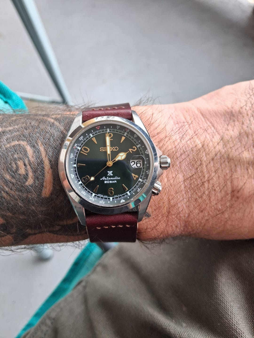 Customer photo review of Horween Color 8 Chromexcel Leather Watch Strap, Cocoa Thread