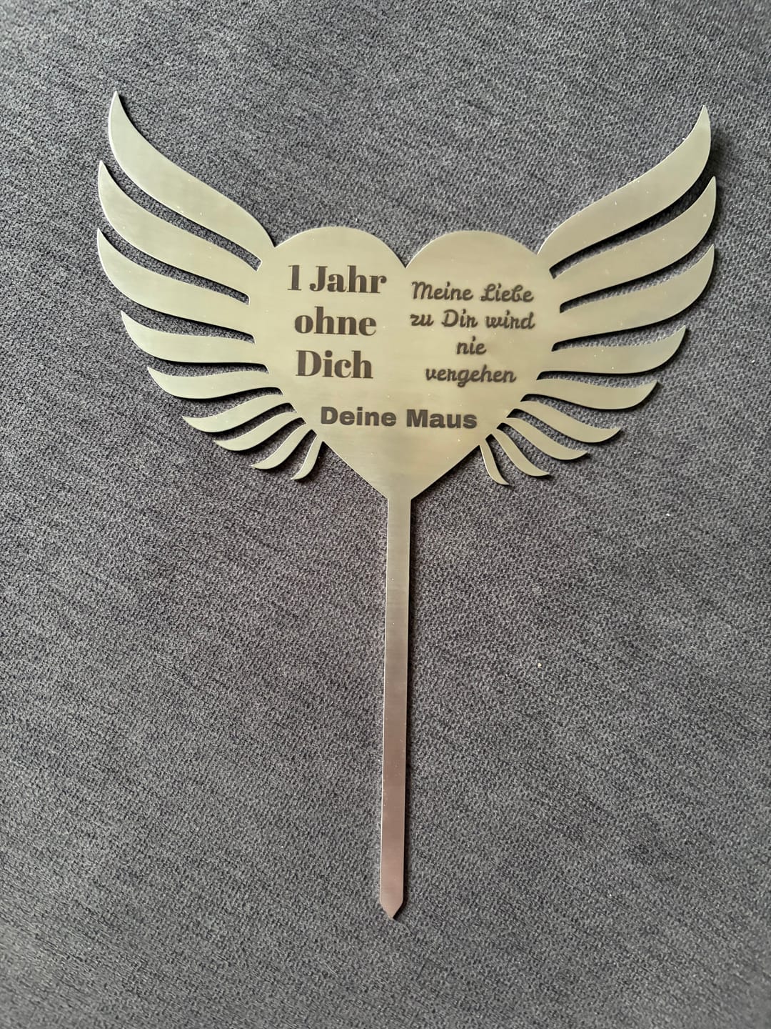 Customer photo review of Gedenktafel  - Grabstecker V2aEdelstahl 25x32 cm oder 20x26 cm viele Sprüche als Vorlage