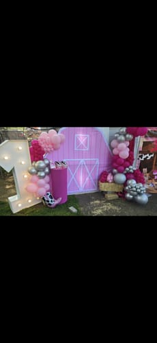 Customer photo review of 4x7ft Half Vase Backdrop Metal Frame Stand for Birthday Event Decoration