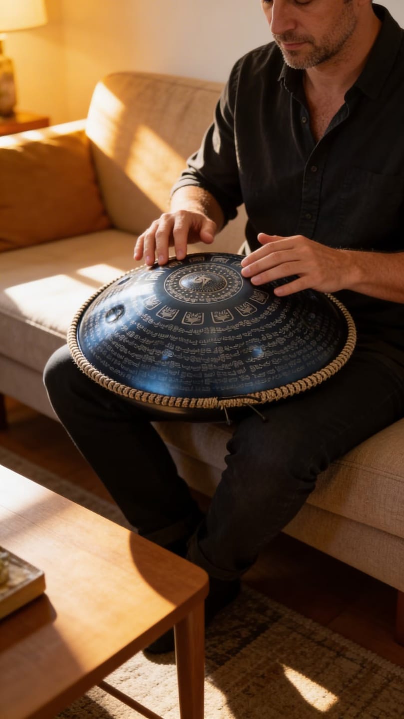 Customer photo review of Cosmos Handpan - Tantra Tibetan Series 9/10/12 Notes Tambourine - Gift Set