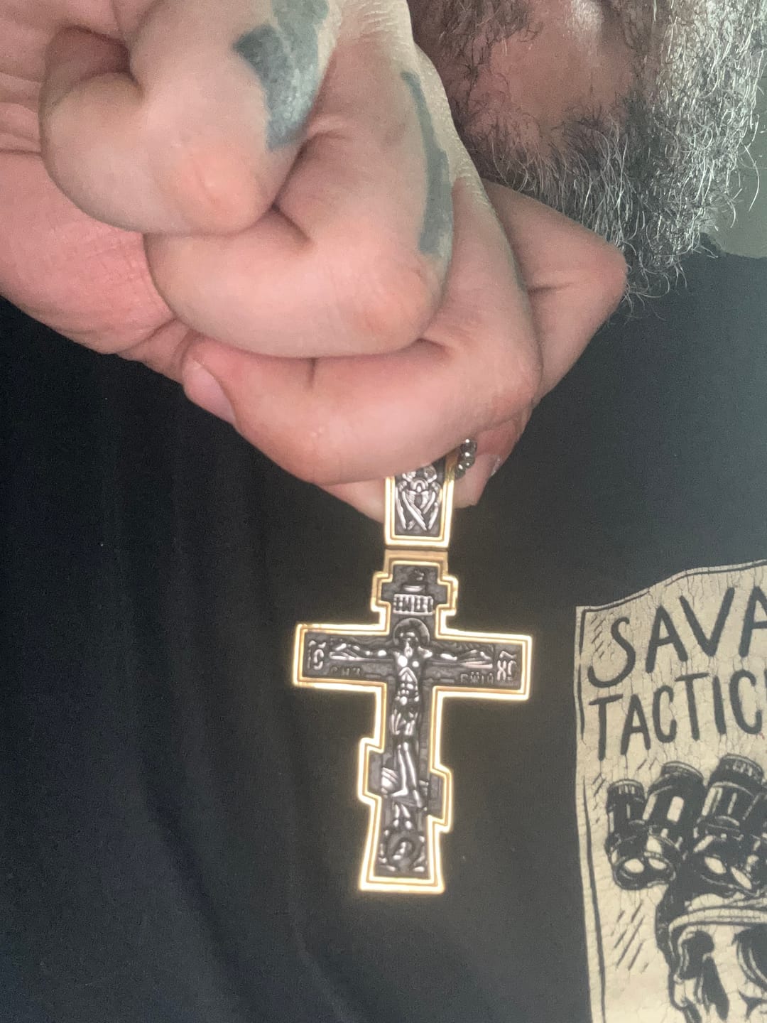Customer photo review of DARK JESUS CROSS. - GOLD